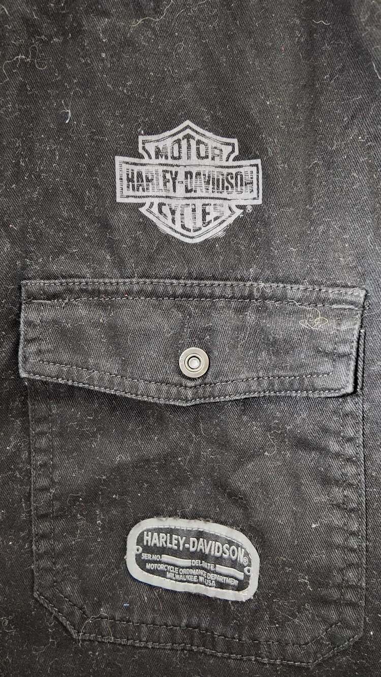 Harley-Davidson Genuine Motor Clothes Men's Black Denim Sleeveless Vest Size 2XL - Picture 2 of 5